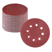 Hook-and-loop sanding disc stack, maroon 8-hole pattern