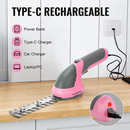 WORKPRO 2 in 1 Handheld 7.2V Electric Cordless Shrubbery Trimmer Hedge Shears/Grass Cutter - Pink Ribbon
