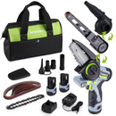 WORKPRO Cordless Detail Belt Sander, Mini Chain Saw, Electric Blower, 3-in-1 Power Tool Combo Kit