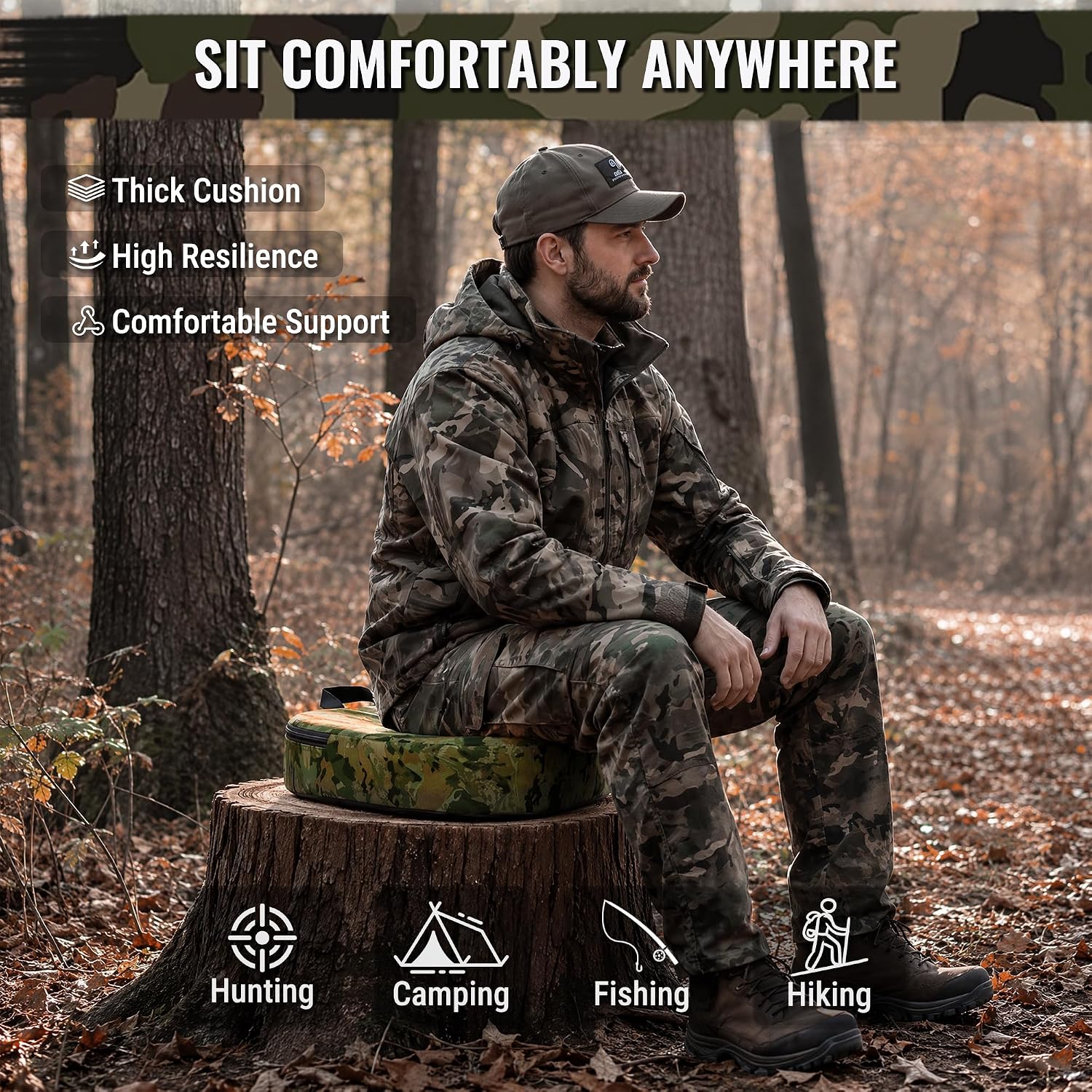 WORKPRO Hunting Seat Cushion in camo with innovation quality, high-quality durable secure foam support outdoors