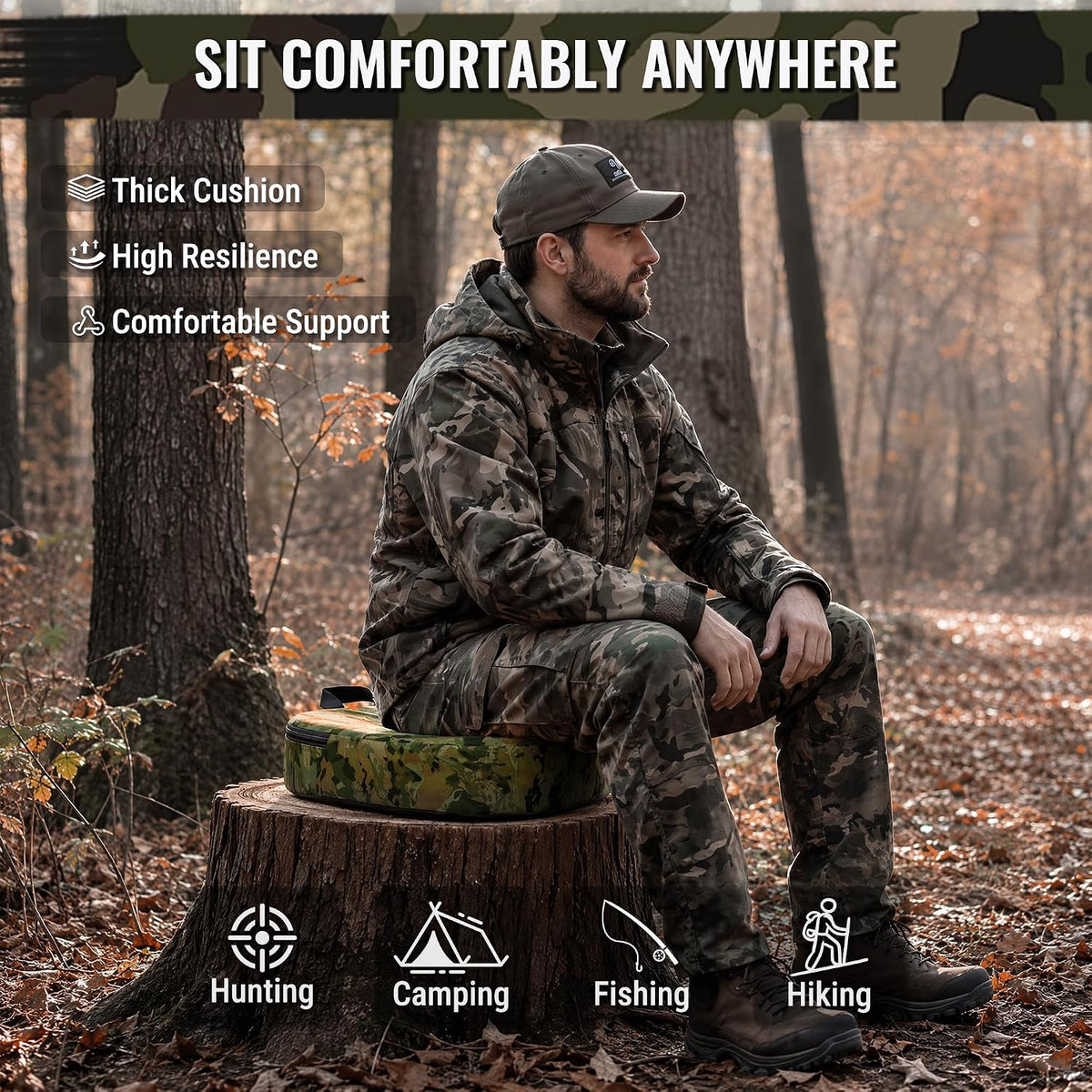 WORKPRO Hunting Seat Cushion in camo with innovation quality, high-quality durable secure foam support outdoors