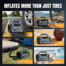 WORKPROX Tire Inflator Portable Air Compressor 150PSI – 12V DC & 20V Battery Car Air Pump, 2 Modes, Auto Shut-Off, Digital Gauge & LED Light, for Car, Bike, Ball & Air Mattress