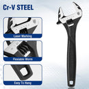 WORKPRO 4-piece Adjustable Wrench Set, 6-inch, 8-inch, 10-inch, 12-inch, Cr-V Steel, Corrosion-Resistant Black Oxide Finish for Automotive Plumbing and Household Repairs