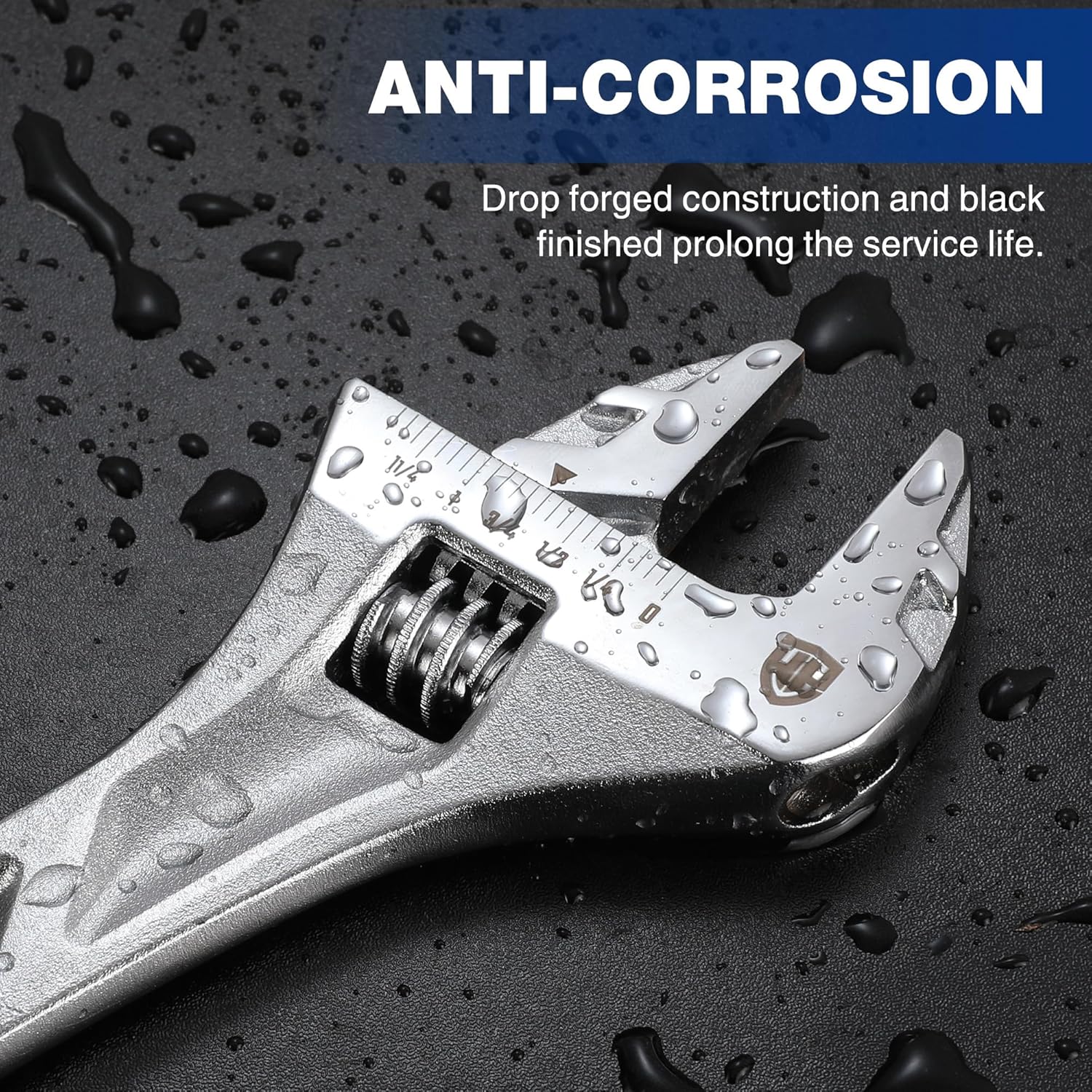 Anti-corrosion black-finished adjustable wrenches with adjustable jaw and worm gear