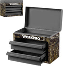 WORKPRO Metal Mini Tool Box, Top Tool Chest containing Two Drawers with Ball Bearing Slides, PVC Drawer Liners and PP Feet Pads, Durable Cold Rolled Steel Small Toolbox for Multi-Purpose Storage, Camo