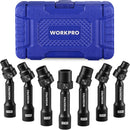 WORKPRO 7PCS 1/2" Drive Driveline Socket Set with Storage Case | 12-Point SAE Swivel Socket, CR-MO Steel Driveline Limited Clearance Socket Set for Automotive and Mechanical Use