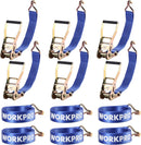 WORKPRO Ratchet Tie Down Straps, 6-Pack | 2" x 15' | 5000 lbs Break Strength Heavy Duty Ratchet Straps, Fits for Moving Appliances Motorcycle ATV Truck (Blue)