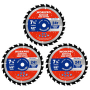 WORKPRO framing circular saw blades, 7-1/4 in, 24T carbide ATB, 3-pack