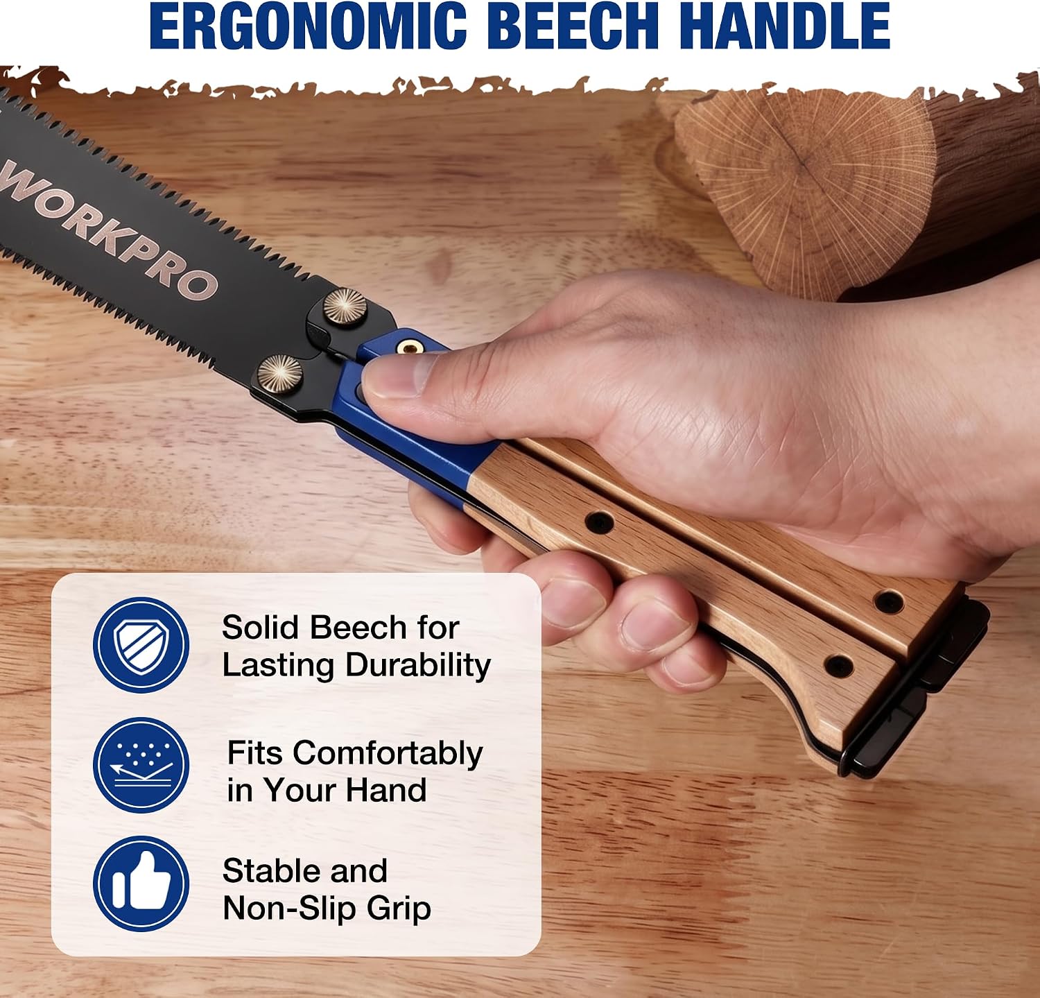 WORKPRO 6'' Folding Japanese Hand Saw, Double-Edged Pull Saw with 11&17 TPI