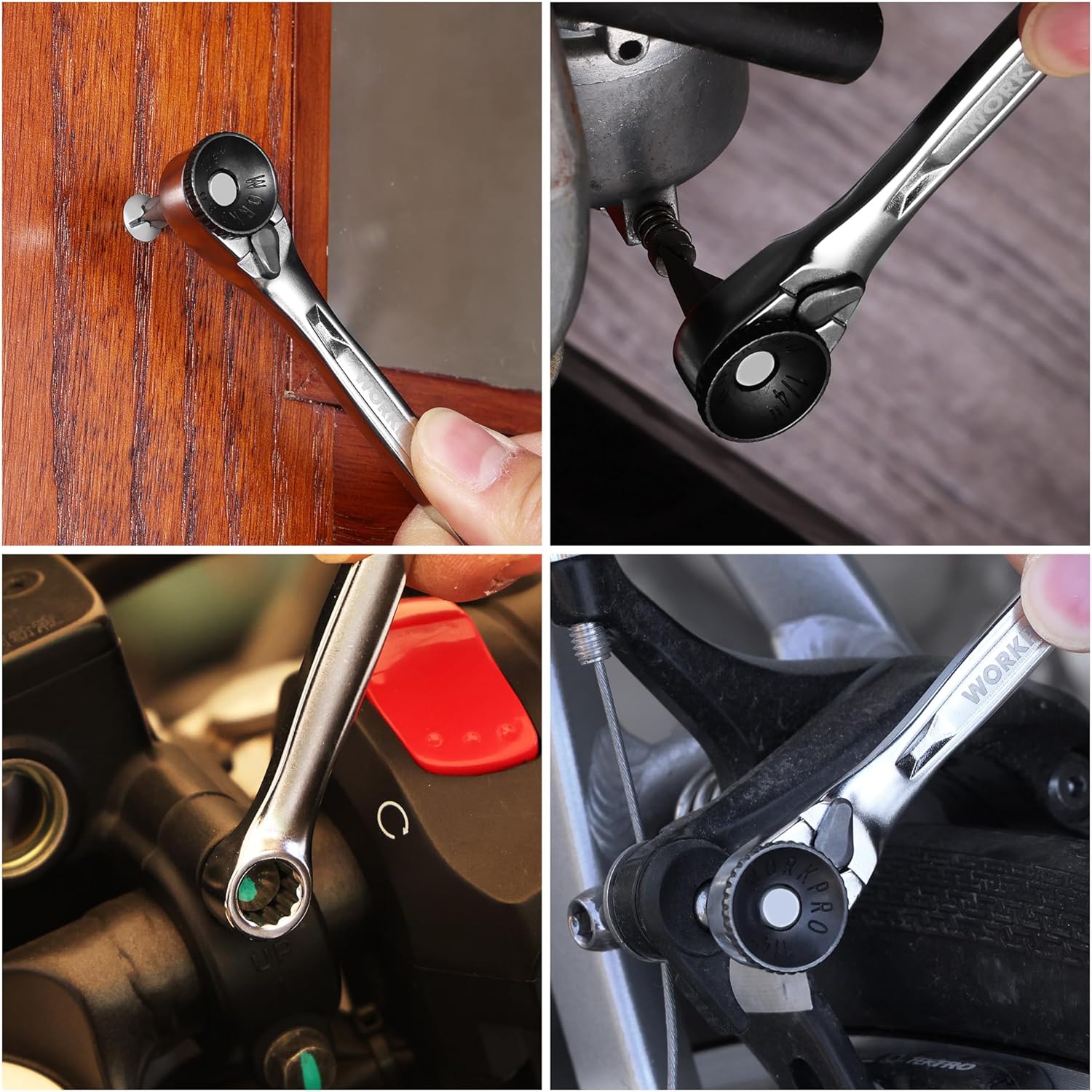 Mini 1/4 in offset ratchet screwdriver in use on screws and fasteners