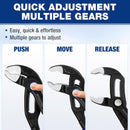 WORKPRO 7 Inch Water Pump Pliers, Quick Release Groove Joint Pliers, CR-V Tongue and Groove Pliers for Home and Industrial Repair, V-Jaw & Push-Lock Desigh, Comfortable Grips, Upgraded Wide Opening