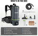 WORKPRO Commercial Backpack Vacuum Cleaner, 6-Quart, 1200W Motor, Lightweight with 23-Foot Long Cord, Portable Vacuum Backpack for Stairs, Carpet and Hard Floors