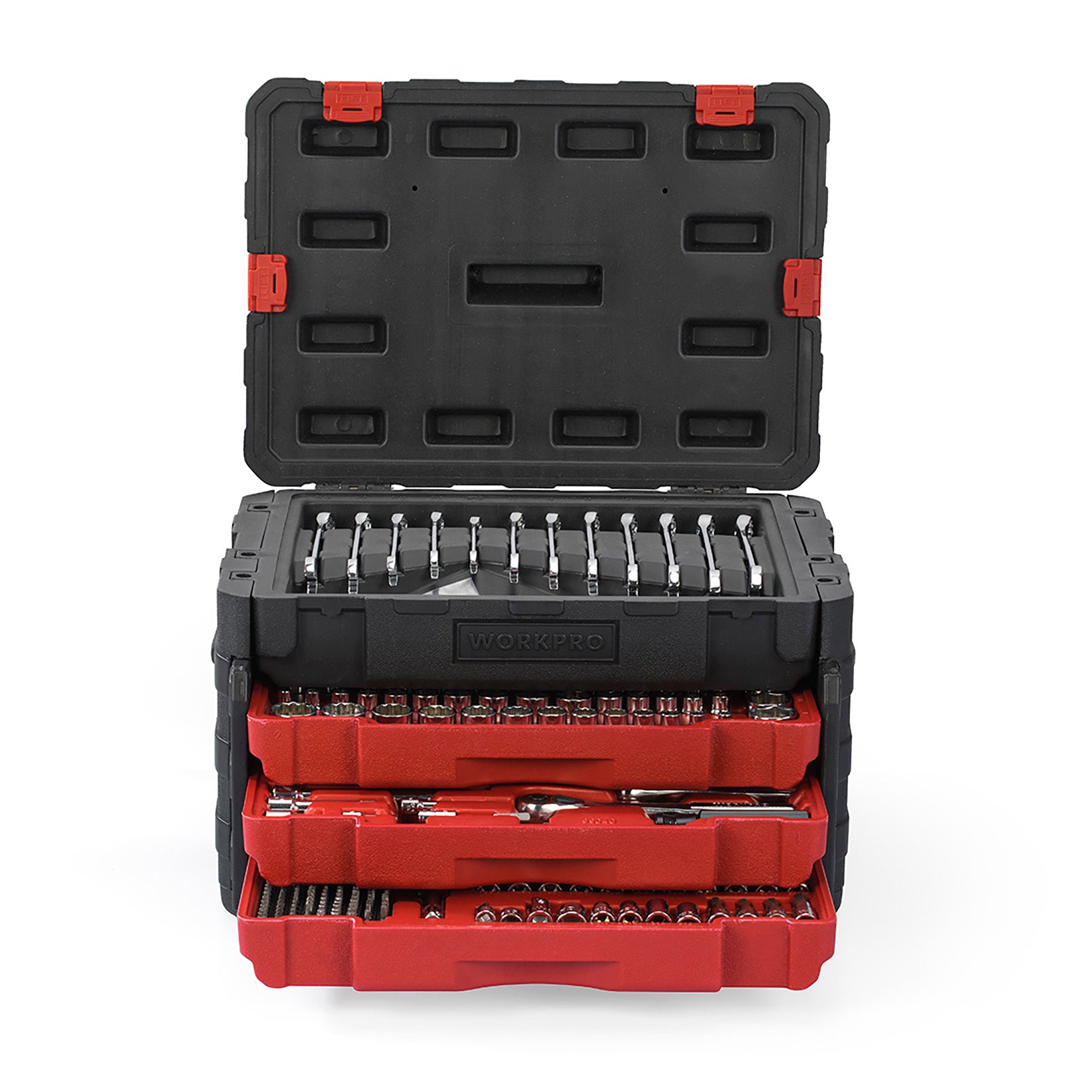 WORKPRO 450 Pcs mechanics tool set with heavy duty case, innovation quality, secure durable storage