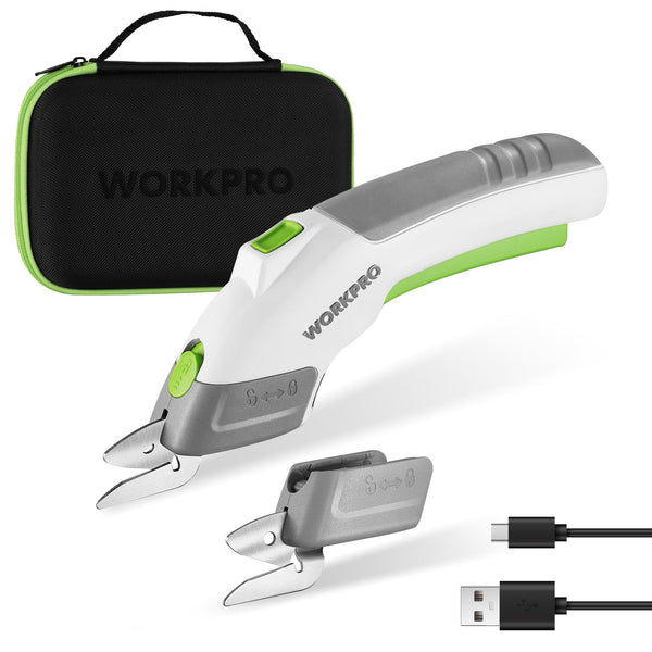WORKPRO 4V Rechargeable Cordless Electric Scissors with 2 Blades
