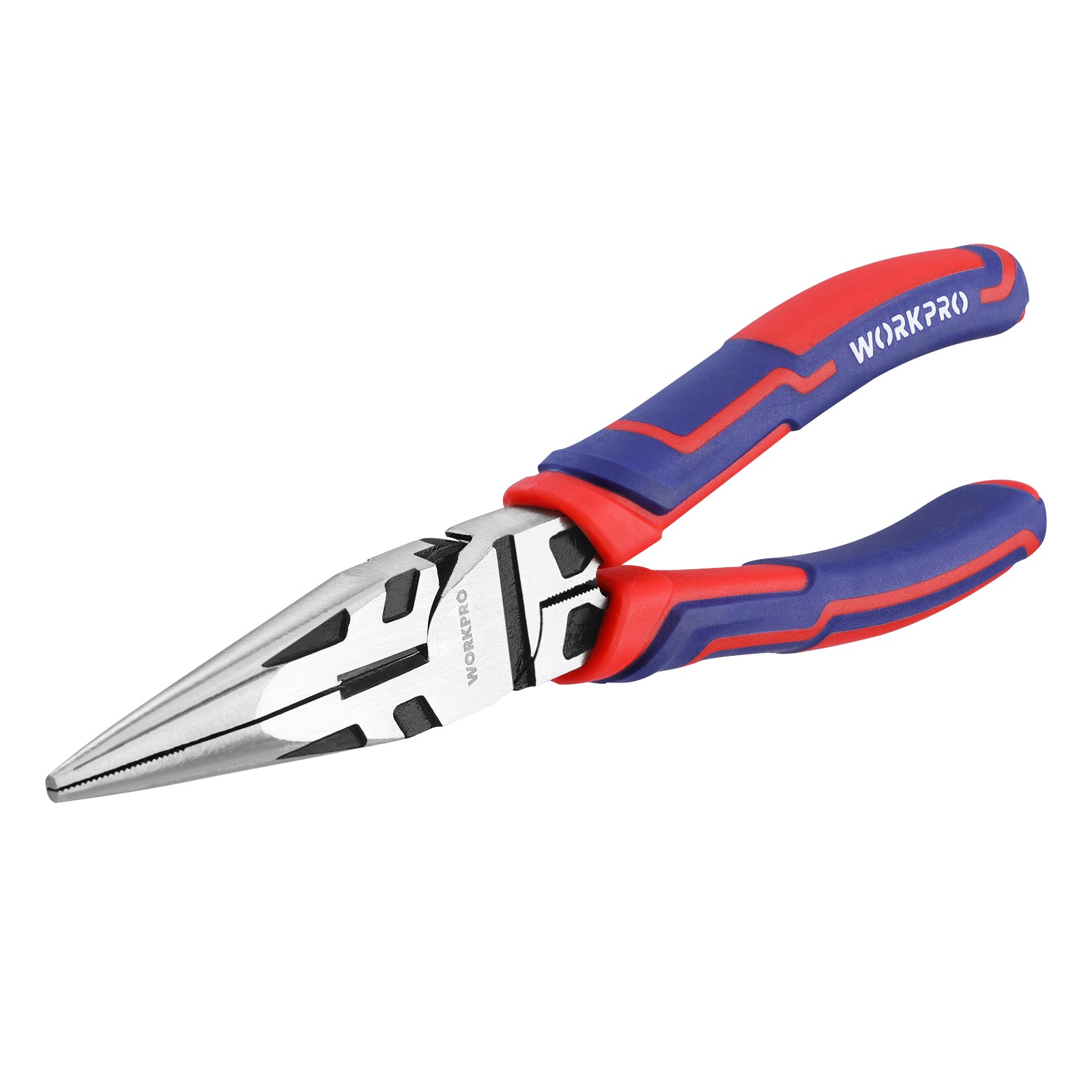 WORKPRO Premium 8” Needle Nose Pliers, Paper Clamp Precision, Heavy-Duty CRV Steel, Large Soft Grip with Wire Cutter, Long Nose Cutting Pliers, W031269