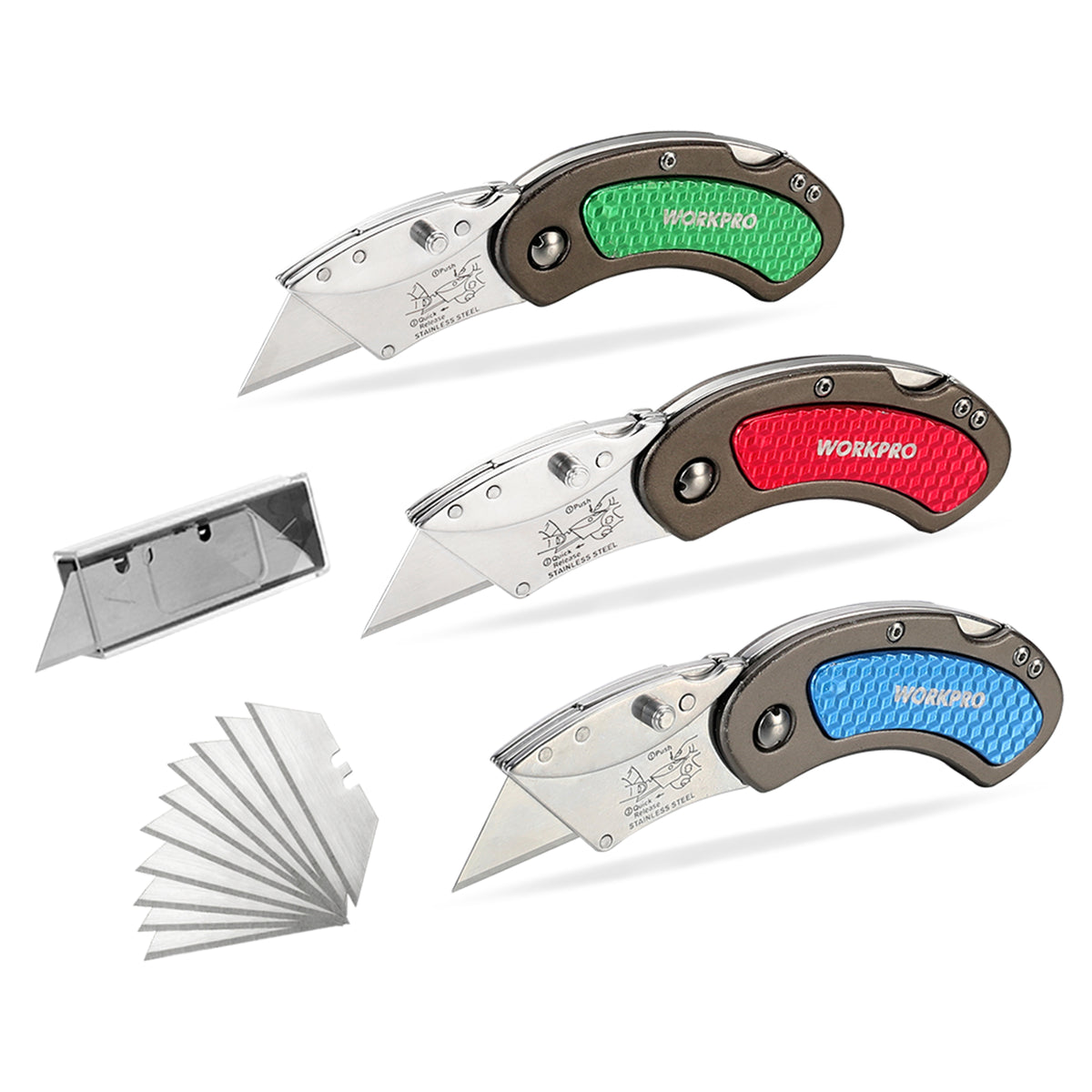 WORKPRO Quick Change Blade Folding Utility Knife Set