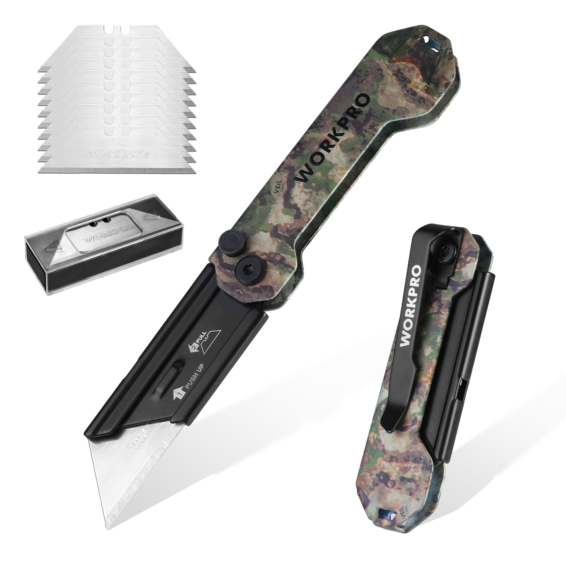 WORKPRO EDC Folding Utility Knife with quick open axis lock, innovation quality and durable secure build