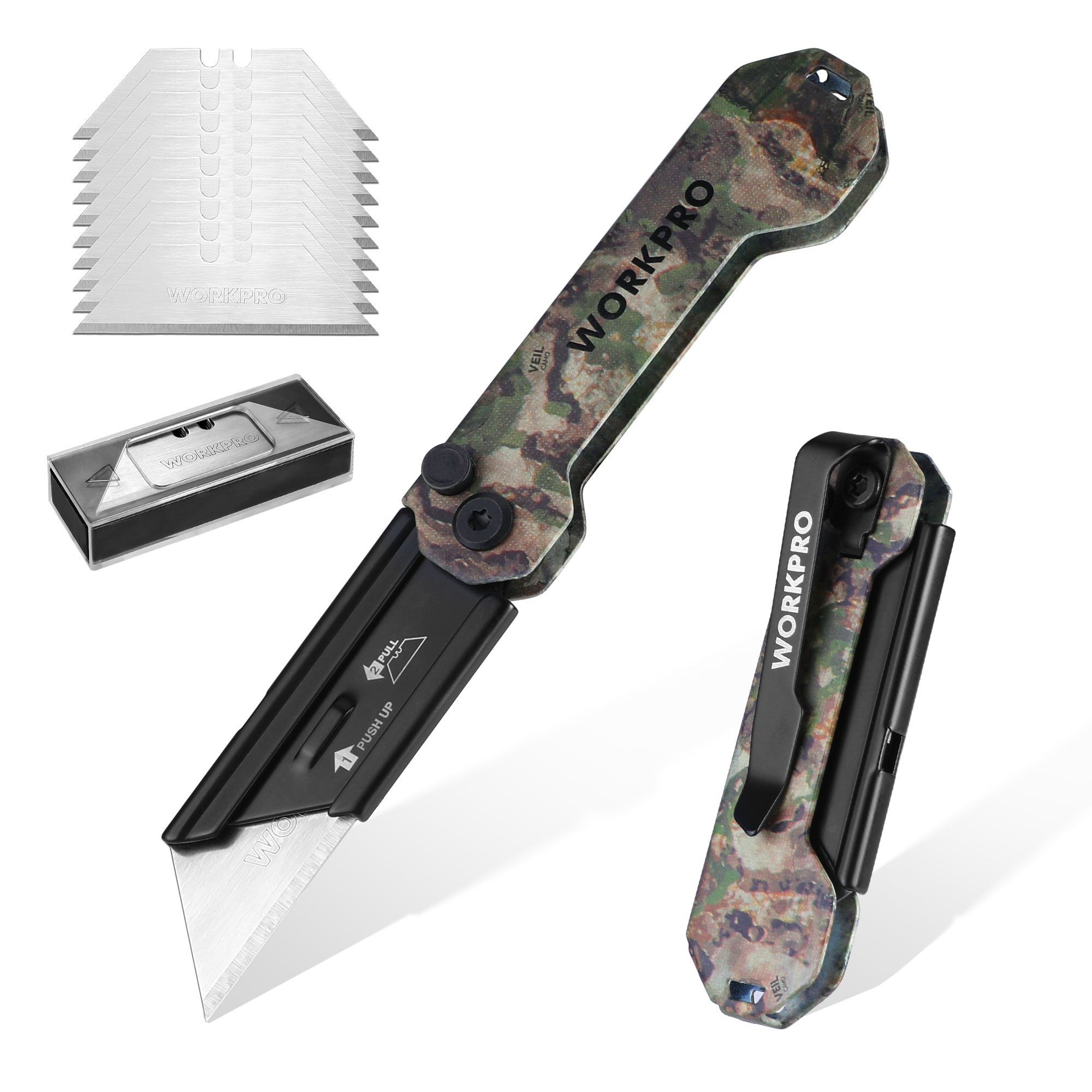 WORKPRO EDC Folding Utility Knife with quick open axis lock, innovation quality and durable secure build