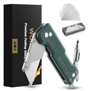 WORKPRO CNC Machined Utility Knife with extra 10 Blades, G10 Green Handle