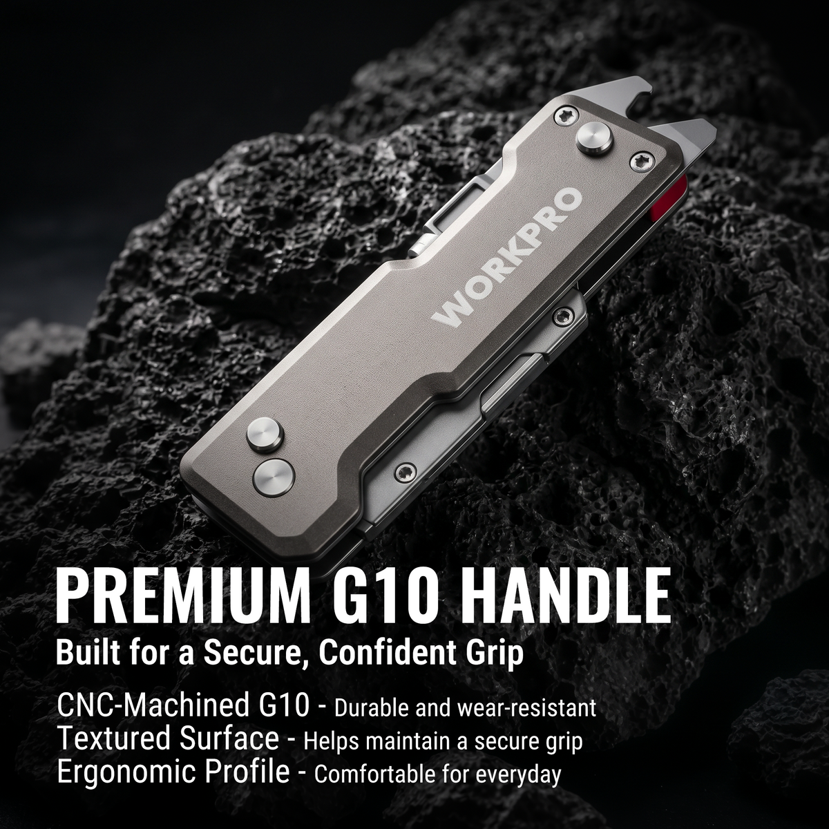 WORKPRO Titanium CNC Machined Utility Knife with extra 10 Blades, Aluminium Handle