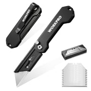 WORKPRO 2PCS EDC Folding Utility Knife, Mini Box Cutter with Quick Open Axis Lock, Quick Change Blade Razor Knife, Foldable Small Pocket Knife with Belt Clip, 2 Packs with 10 Extra Blades