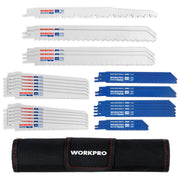 WORKPRO 32 Pcs Reciprocating Saw Blade Set with organizer pouch, innovation and durable quality, secure storage