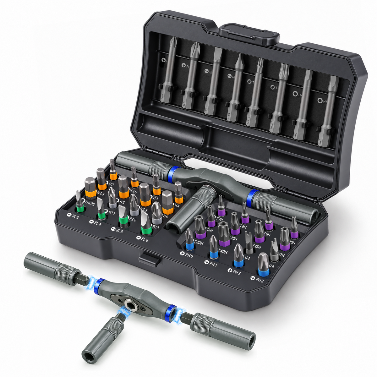 WORKPRO 42 in 1 Magnetic Screwdriver Set, with T Handle Ratchet Screwdriver