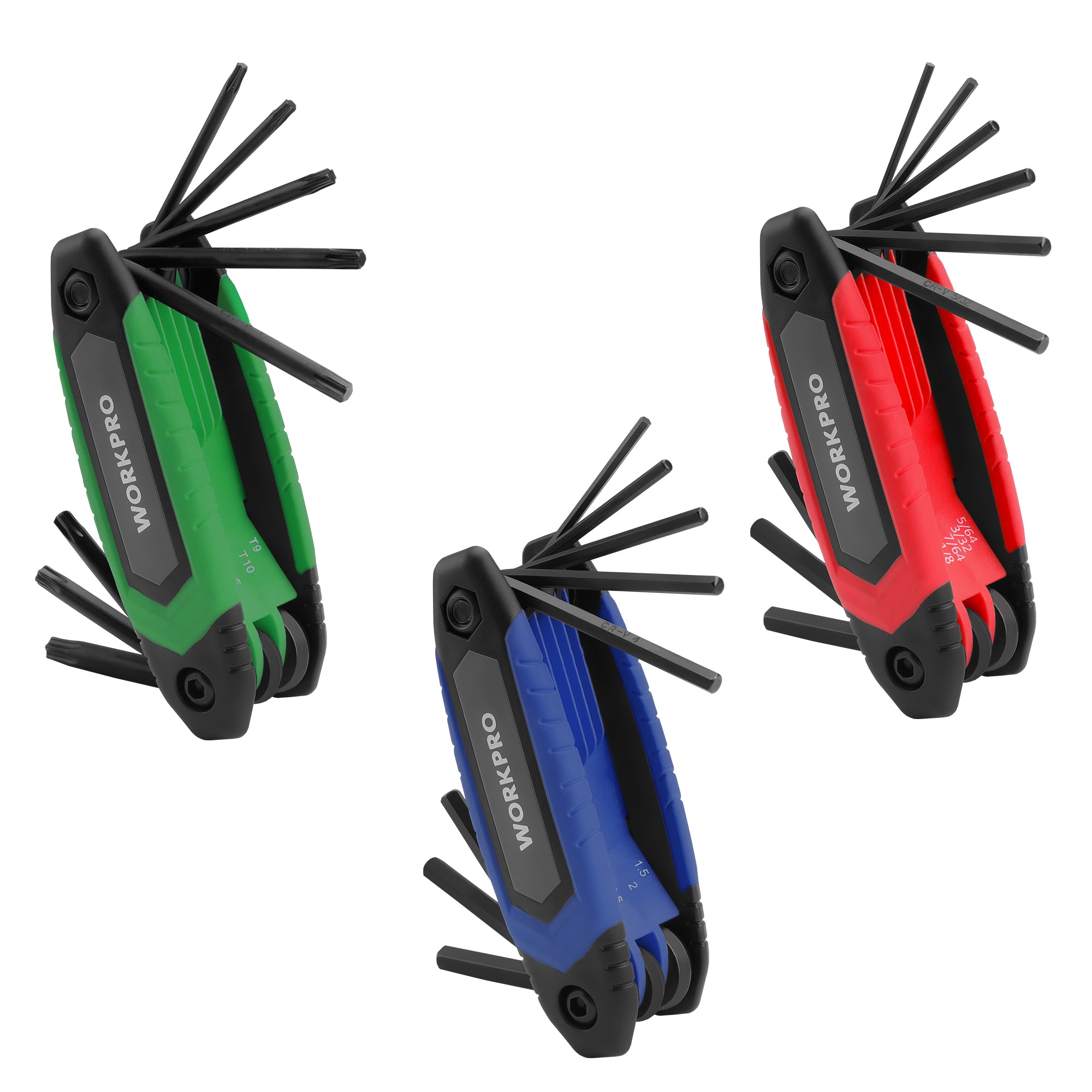 WORKPRO 25-piece folding Allen wrench set in black oxide steel with innovation, quality, durable, secure, convenient