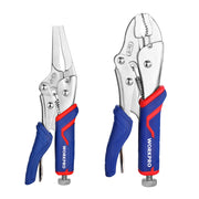 2-piece locking pliers set, curved jaw and long-nose jaw, quick release, CR-V steel