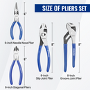 WORKPRO 4-Piece Pliers Tool Kit with Soft Handle Includes 6”Needle Plier,6”Diagonal Plier,8”Slip Joint Plier,8”Groove Plier,for Home Repairing,Plumbing,Electronic Devices & Making Crafts