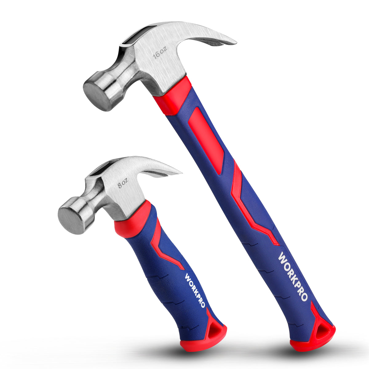 WORKPRO 2-Piece claw hammer set with durable quality innovation and secure fiberglass handles