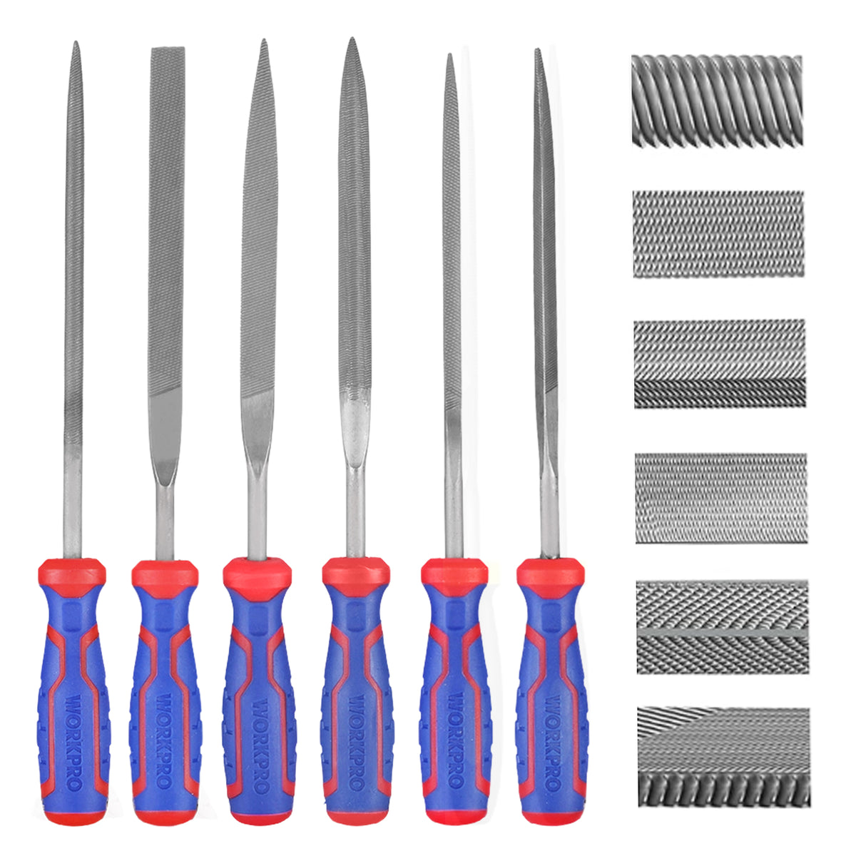 WORKPRO 6-Piece Needle File Set, Mini Precision Files for Metal, Wood & Plastic | Carbon Steel Files with Non-Slip Handles for Precise Filing of Metal, Wood, Plastic, Jewelry, Crafts, and DIY Projects