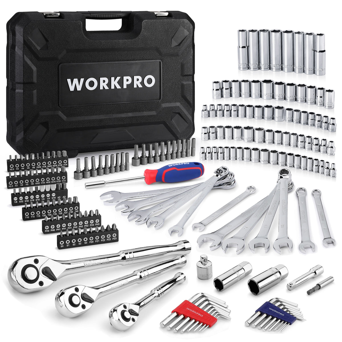 WORKPRO Mechanic Tool Set, 192 Pcs Socket Wrench Set with Storage Case