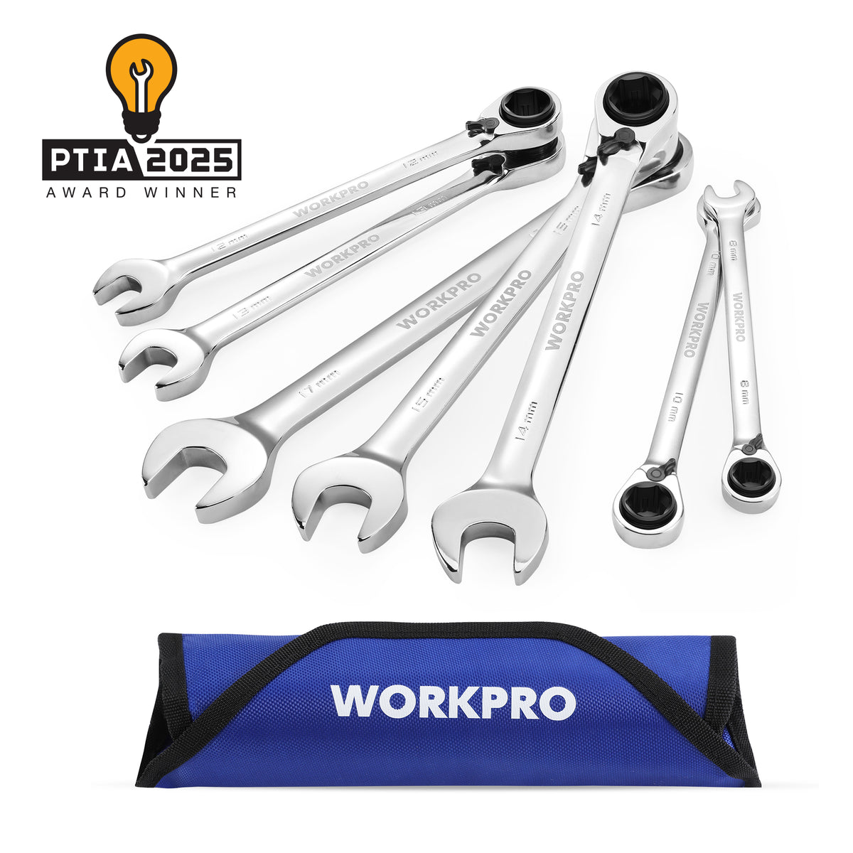 WORKPRO 7-Piece 3-in-1 Reversible Ratchet Wrench Set, Metric