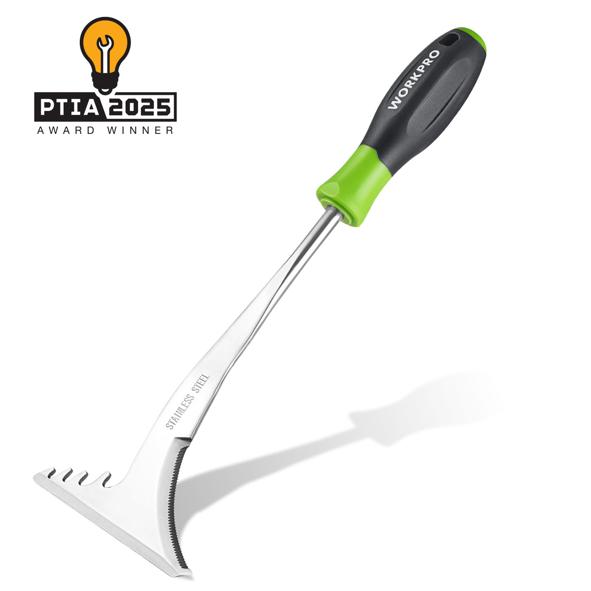 WORKPRO Crack Weeder, 12.5" Stainless Steel Crevice Weeding Tool Weeder Tool | Soft PP+TPR Handle, L-Shaped Side-Walk Weed Removal Scraper, for Garden Lawn Yard Patio Terrace Paving