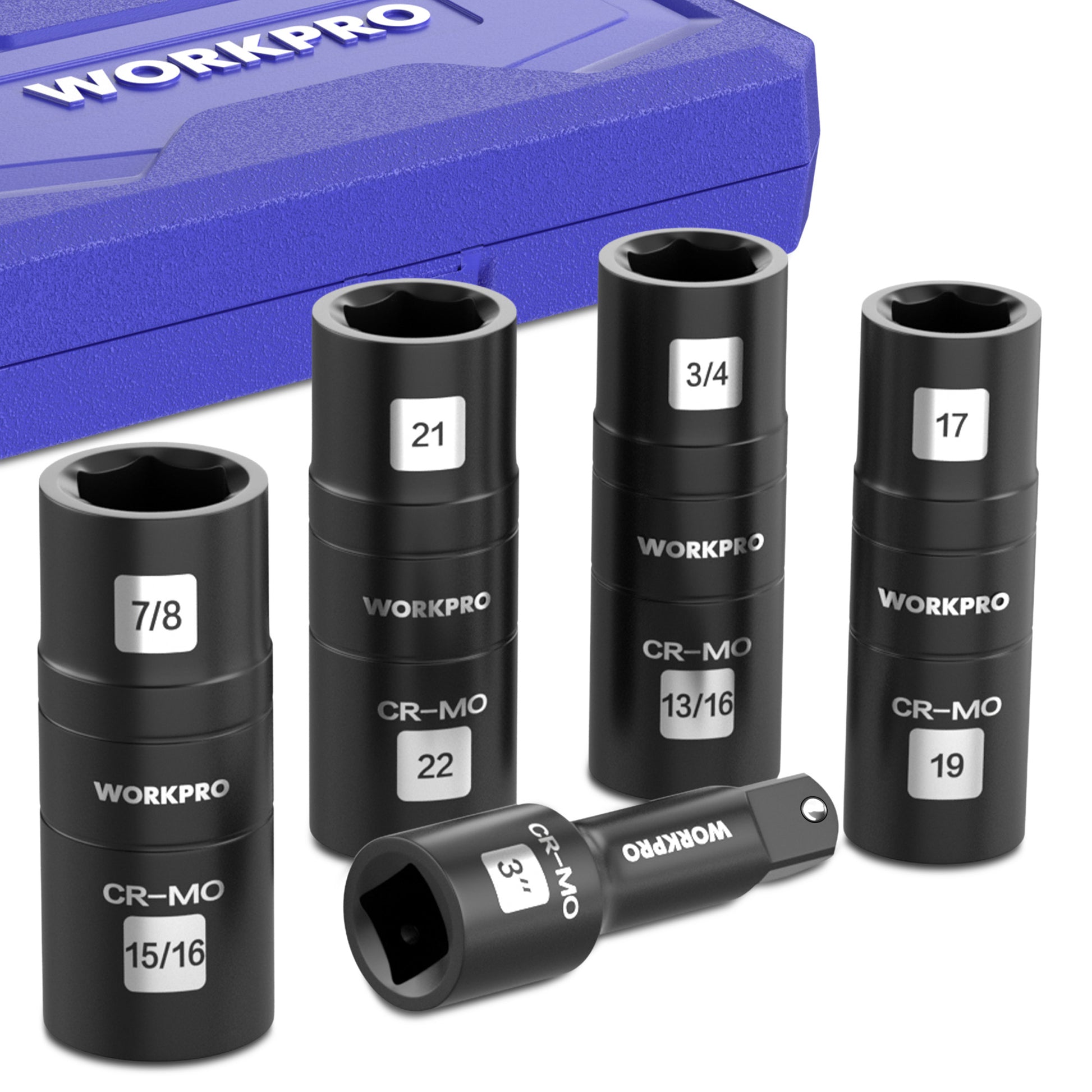 WORKPRO 5PCS impact socket set with 3 inch extension bar, durable quality and secure high-quality steel