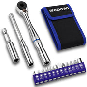 WORKPRO 15PC 1 4 inch mini ratchet set with extension bar and bits, innovation quality and durable secure