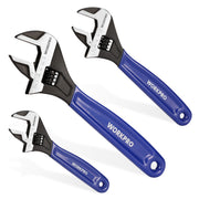 WORKPRO 3-piece adjustable wrench set with blue handles, innovation quality and secure durable grip