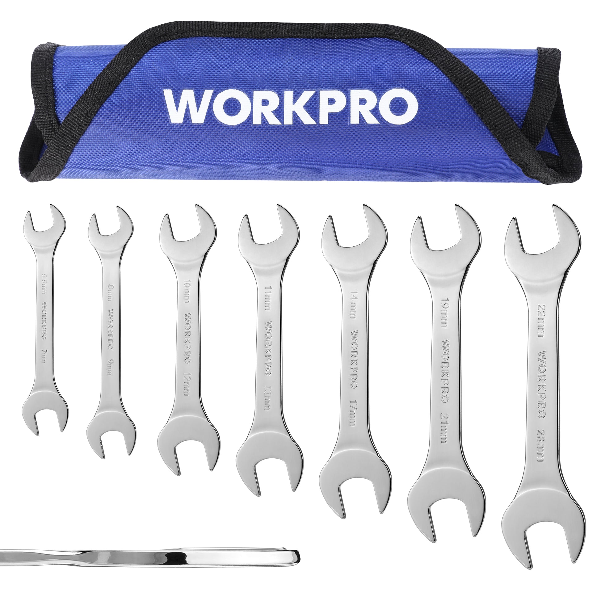 WORKPRO 7 Pcs Metric Super-Thin Wrench Set with Roll-up Organizer Pouch, innovation quality and durable carbon steel