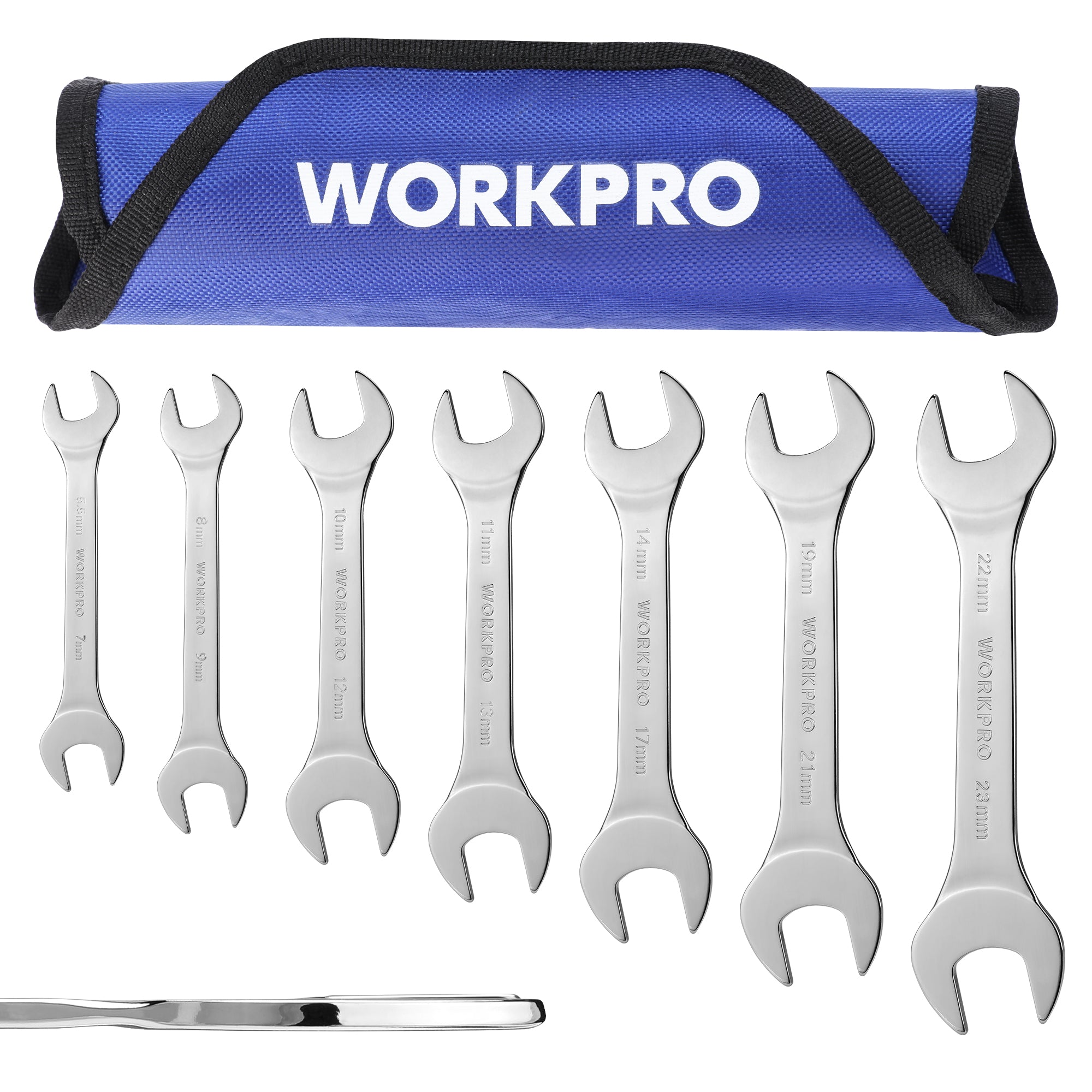 WORKPRO 7 Pcs Metric Super-Thin Wrench Set with Roll-up Organizer Pouch, innovation quality and durable carbon steel
