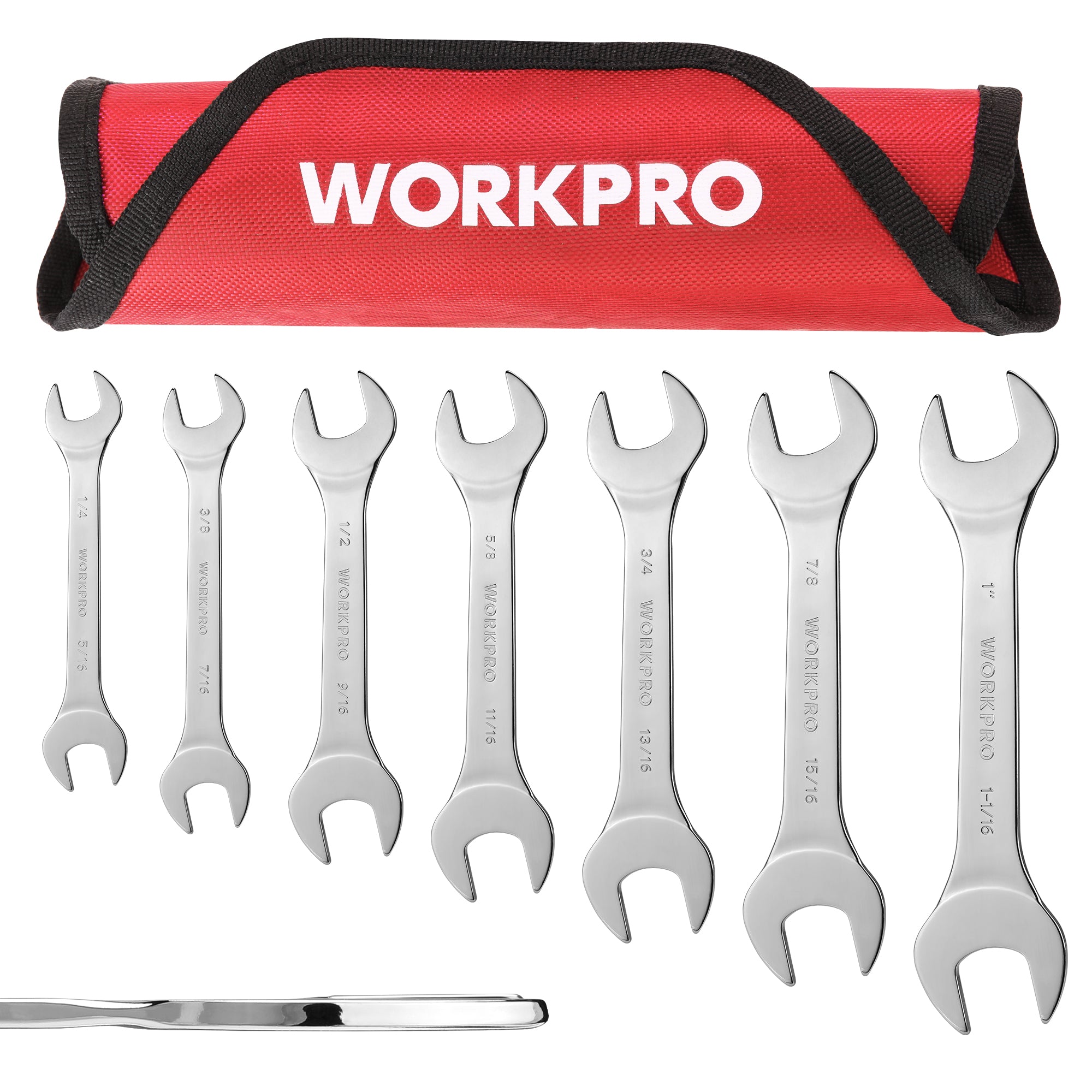 WORKPRO 7 Pcs SAE Super-Thin Wrench Set with Roll-up Organizer Pouch, innovation quality and durable secure tools