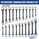 WORKPRO 22-piece Regular/Flex-head Ratcheting Wrench Set Anti-Slip Tooth with Organizer Box, Metric 6-18mm & SAE 1/4-3/4"