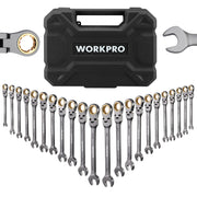 22-piece ratcheting wrench set with organizer box, combination box-end wrenches