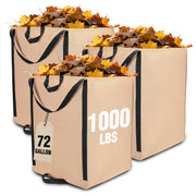 WORKPRO Heavy Duty 72-Gallon reusable yard waste bags in light tan with reinforced carry handles, durable quality
