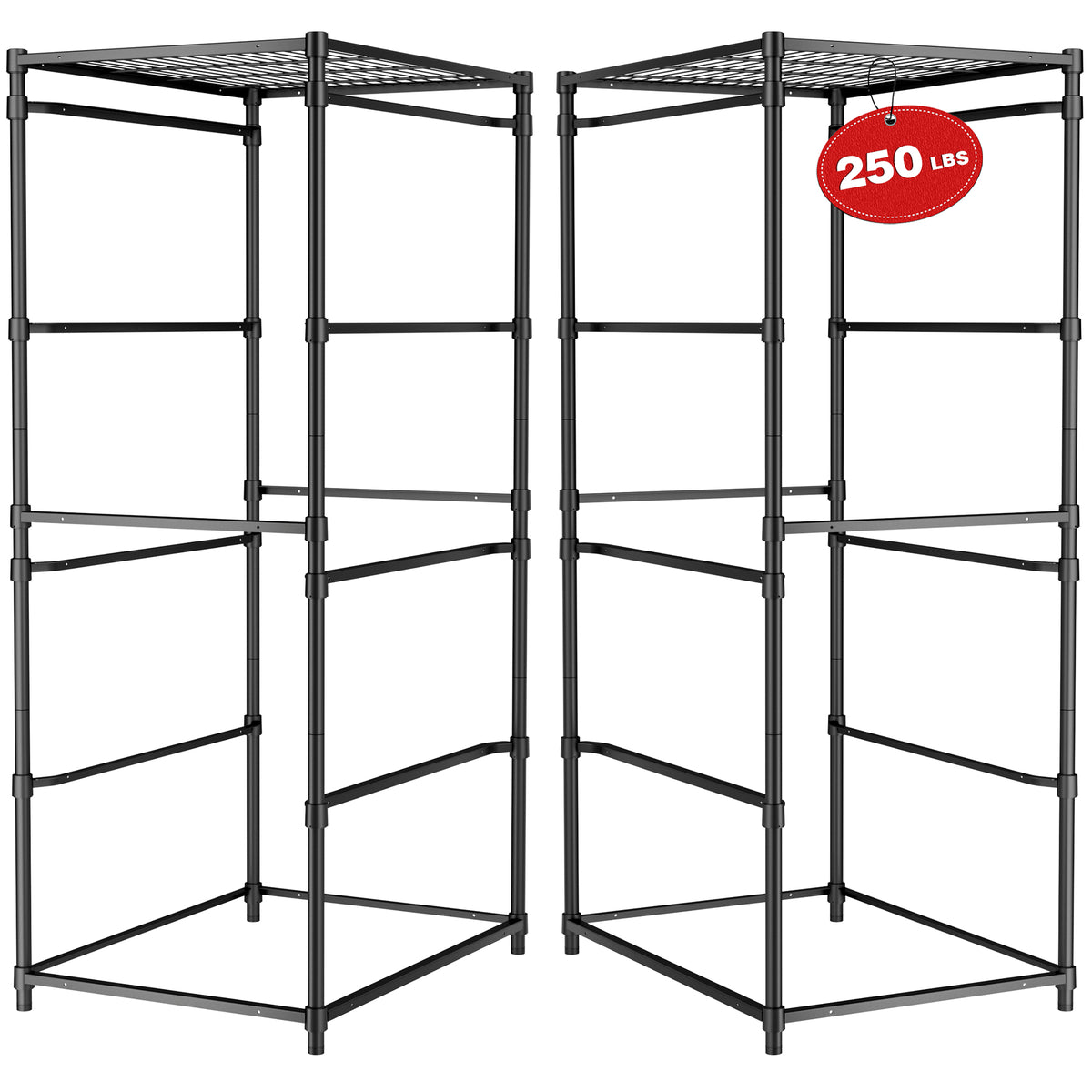 WORKPRO 2-Pack 5-Tier Heavy Duty Metal Storage Rack, Garage Shelving for Basement & Workshop, 450 lbs per Unit, 30.5" x 22.5" x 69", Black
