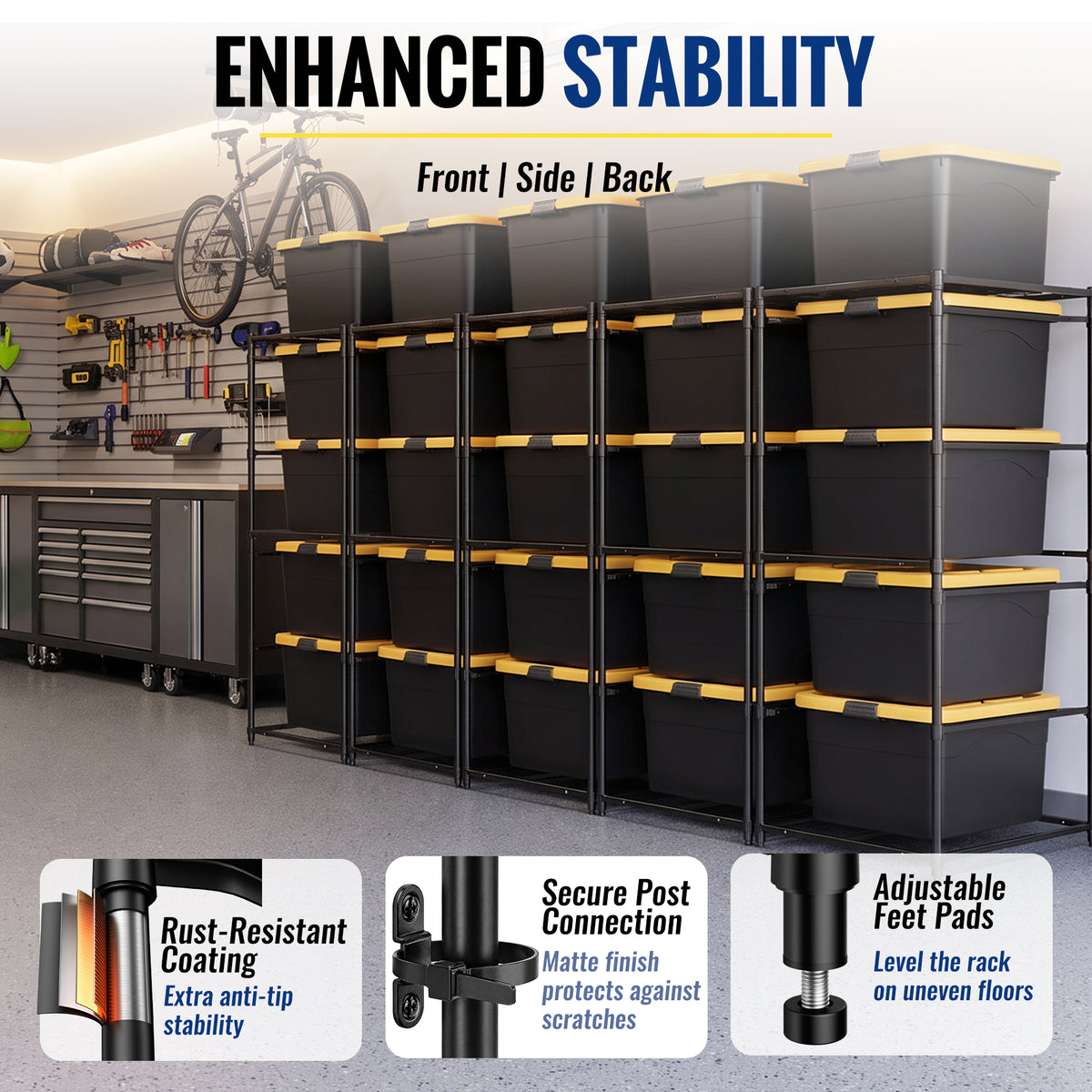 WORKPRO 2-Pack 5-Tier Heavy Duty Metal Storage Rack, Garage Shelving for Basement & Workshop, 450 lbs per Unit, 30.5" x 22.5" x 69", Black