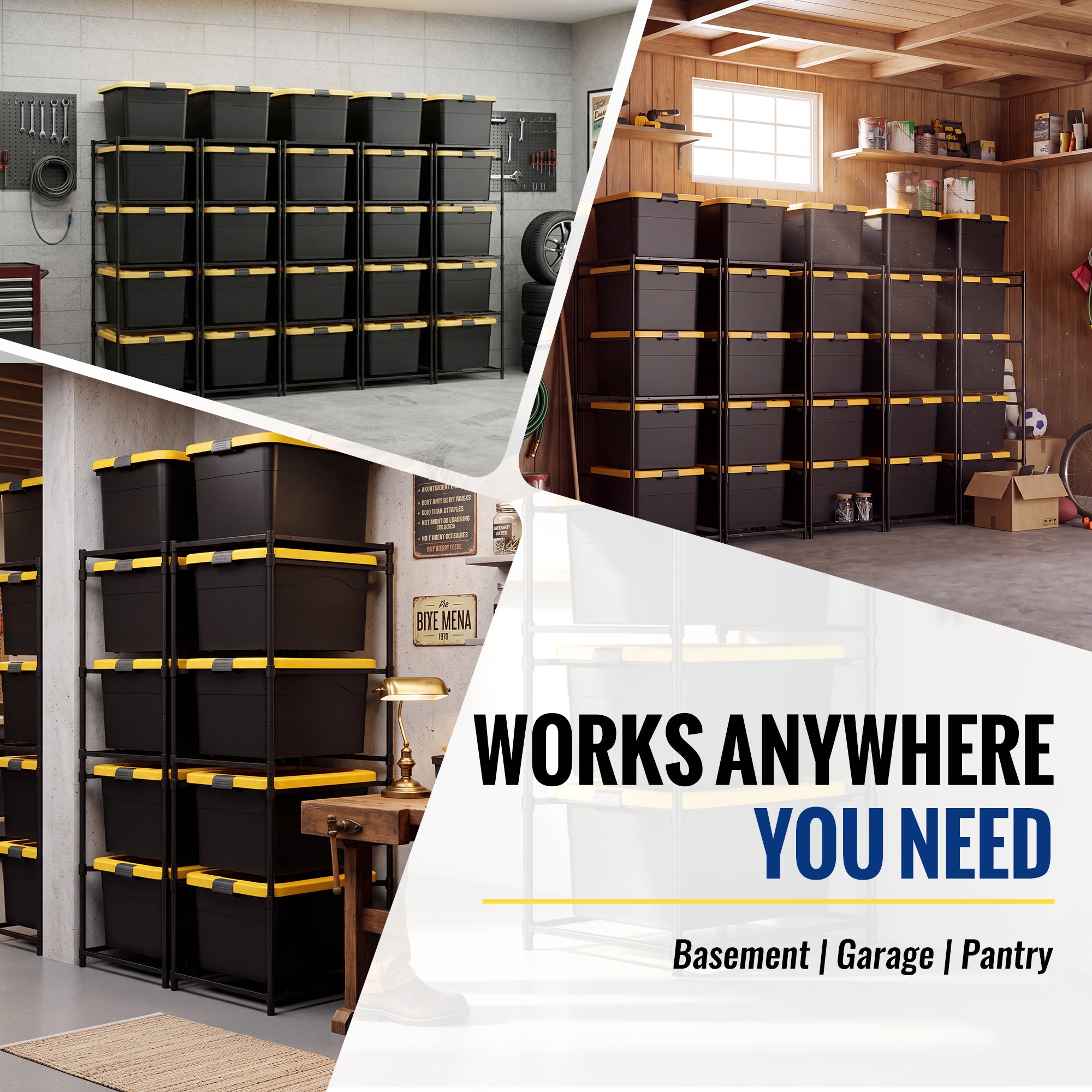 WORKPRO 2-Pack 5-Tier Heavy Duty Metal Storage Rack, Garage Shelving for Basement & Workshop, 450 lbs per Unit, 30.5" x 22.5" x 69", Black