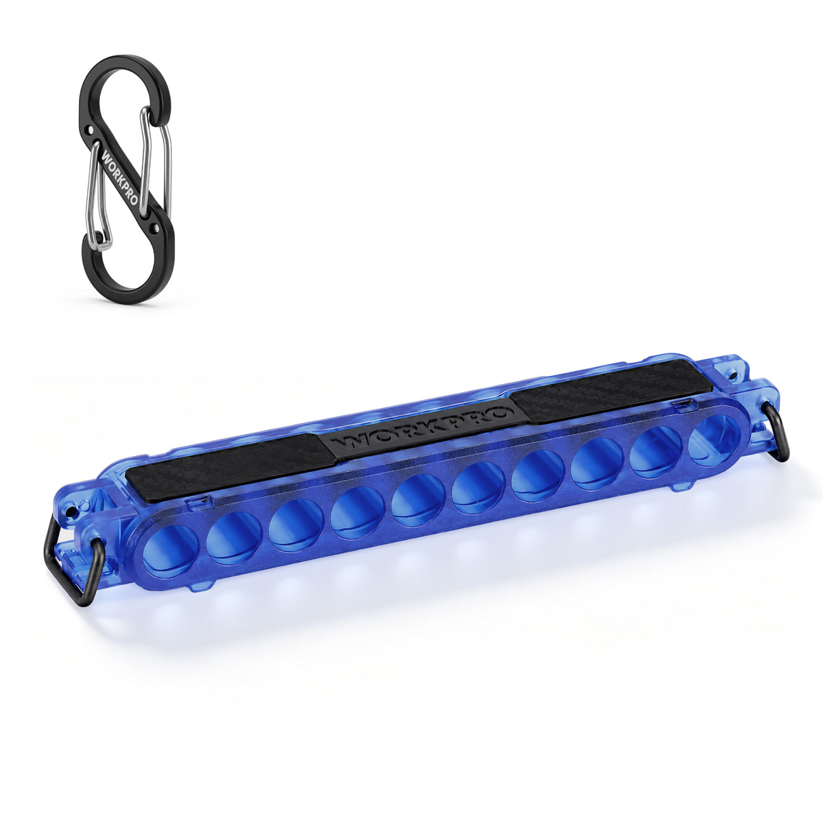 WORKPRO 1/4 in Hex Bit Holder, 10-Hole Bit Organizer with Carabiner
