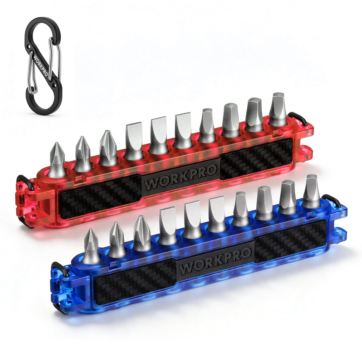 WORKPRO 2-Pack 1/4 in Hex Bit Holders, Bit Organizers with Carabiner