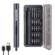 Mini electric precision screwdriver kit with magnetic bit case and charging cable